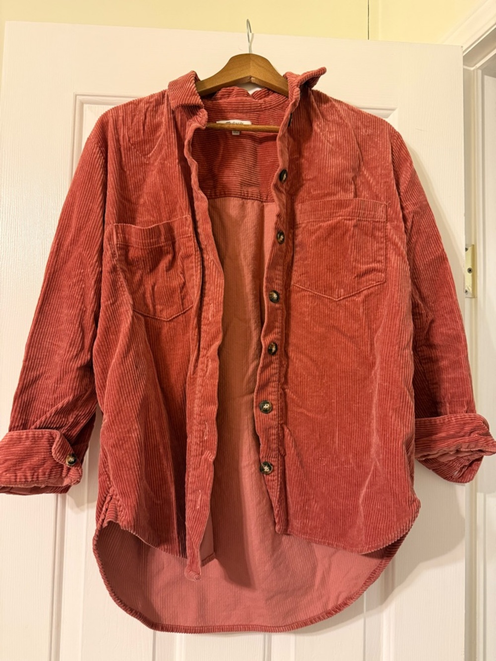 Madewell Corduroy Shirt Jacket in Coral Rose